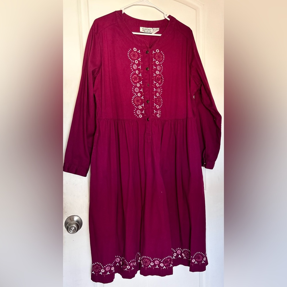 Main Street Blues Berry Pink embroidered dress size 20W